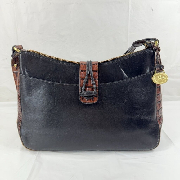 Brahmin Isabelle Black Tuscan Italian Leather Purse Crossbody - Picture 9 of 15